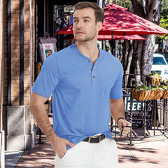 Men's Slim Fit Short Sleeve Sun Protection Henley Shirt