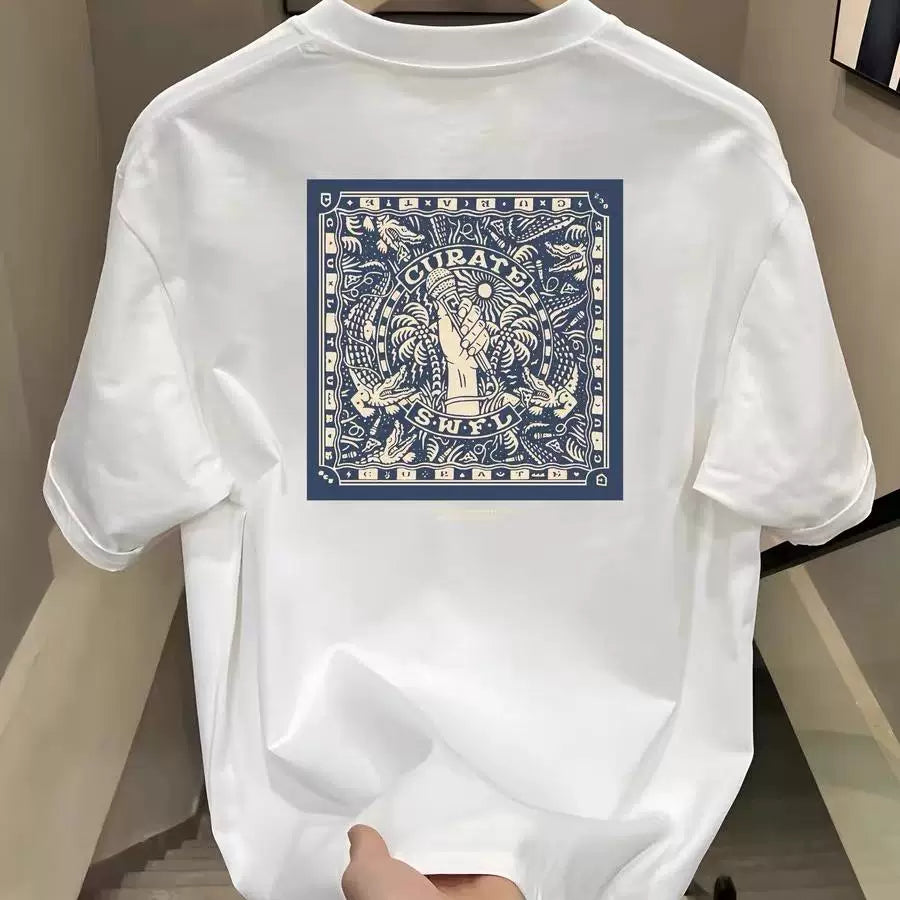 Foreign trade label cutting and final order counter withdraws American style heavyweight pure cotton short sleeved T-shirt for men and women summer trendy brand loose couple