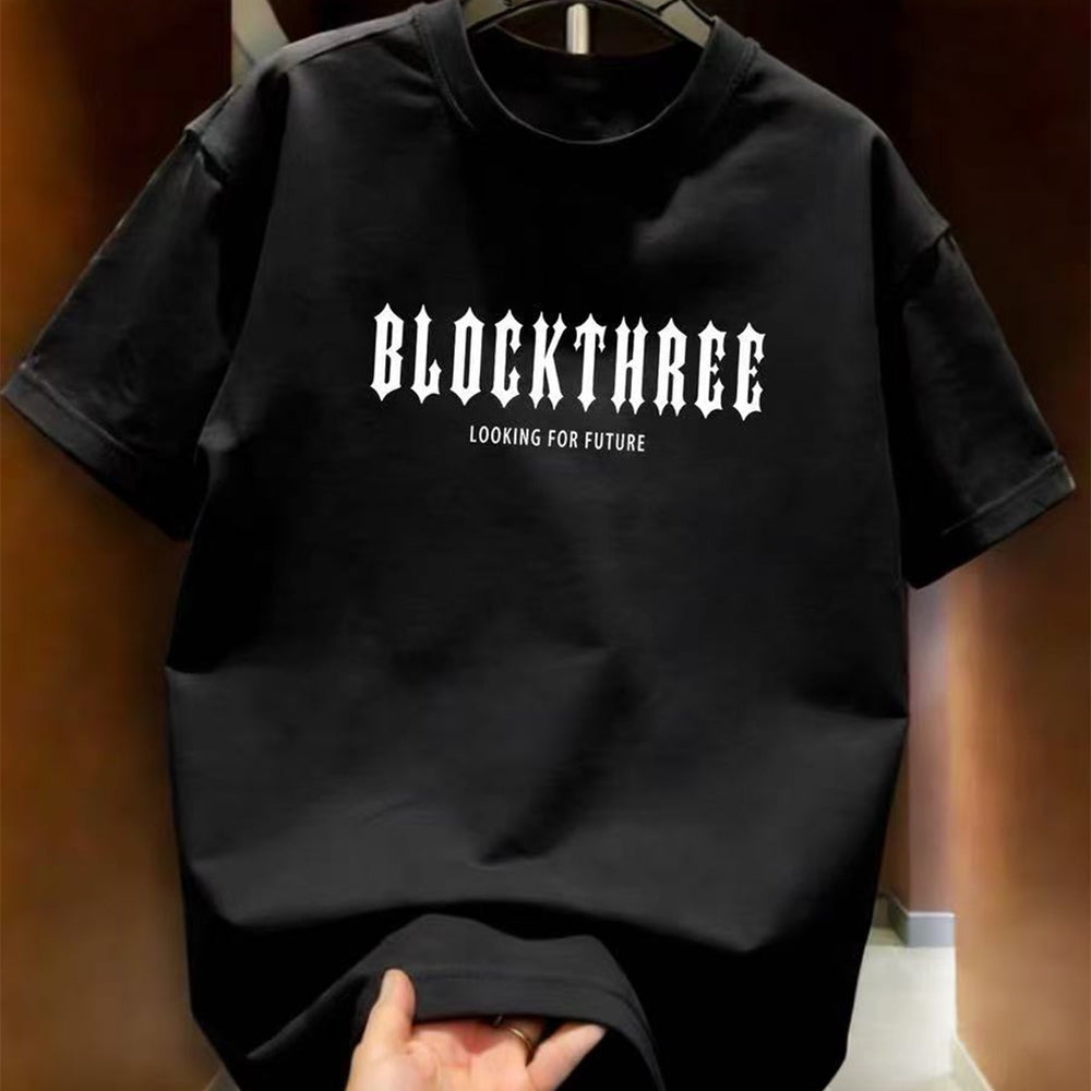 Summer New Short Sleeve T-shirt Heavy Cotton Trendy Casual Fashion Versatile Round Neck Half Sleeve for Men and Women Couple Same Style