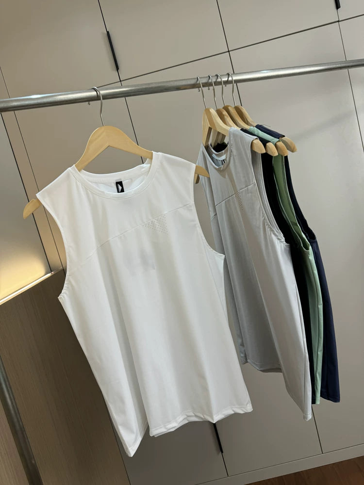 Basketball BI in! Quick drying and breathable! Foreign trade men's summer solid color round neck sleeveless camisole casual vest trend