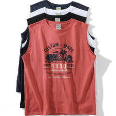 Non sensory technology printing! 100% cotton! Summer men's and women's foreign trade heavy industry wash water wide shoulder sleeveless T casual vest