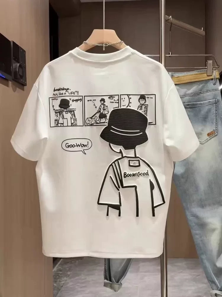 Brand foreign trade~Cutting labels, picking up leaks, counter surplus orders, printed short sleeved T-shirts for men and women, casual and versatile, trendy and three-dimensional sense
