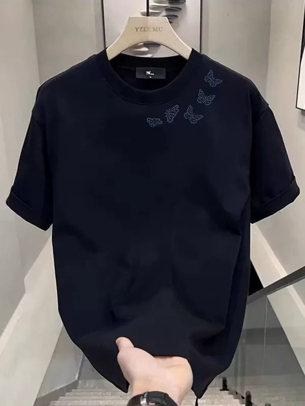 Withdrawal of foreign trade exports, clearance of leftover goods, and collection of leaks~Summer trendy butterfly printed pure cotton short sleeved t-shirt for men and women loose fit