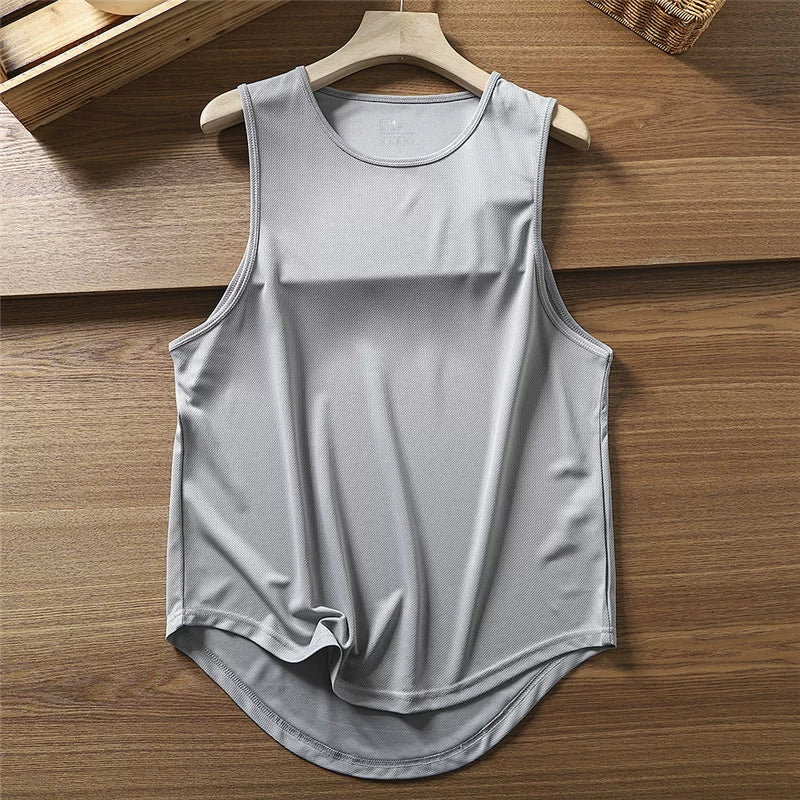 Lightweight and breathable! Moisture wicking and sweat wicking! Summer Foreign Trade Quick Dry Sweat Tank Top Running Fitness Sleeveless Thin Style Trendy