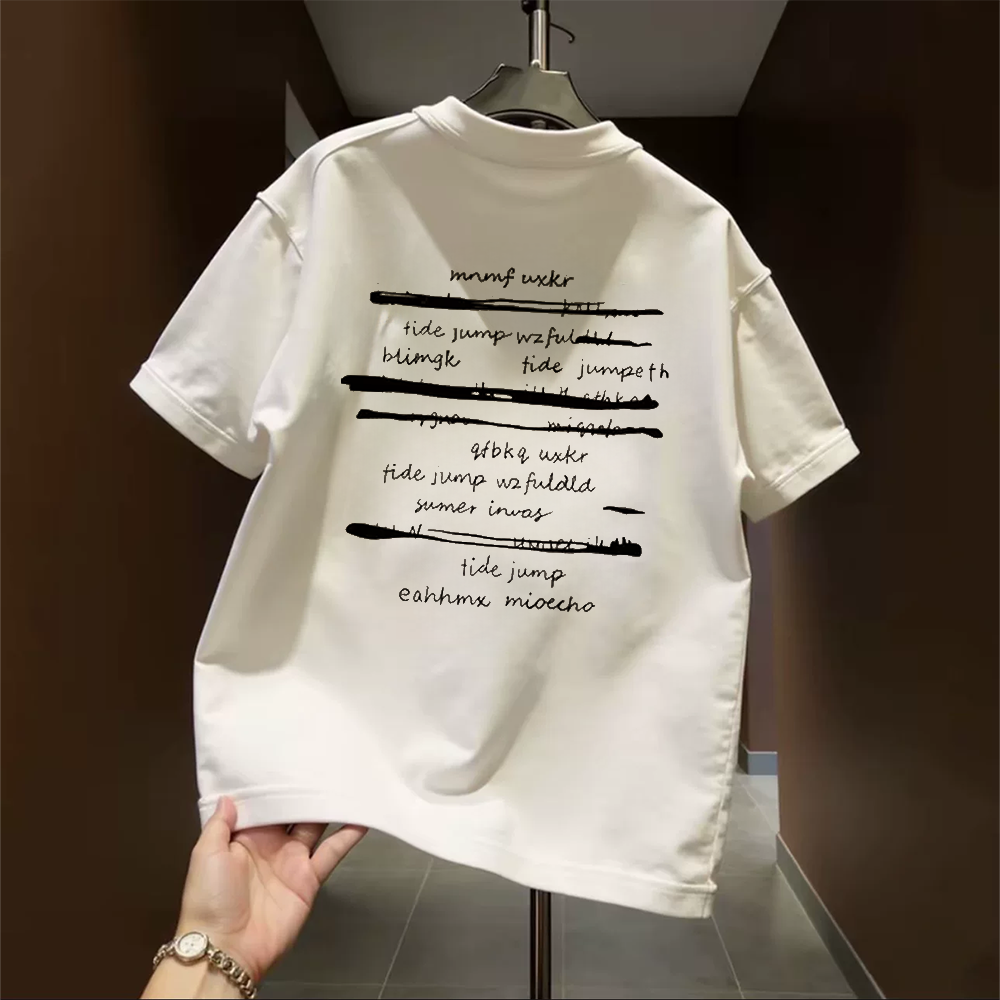 Top brand foreign trade counters are picking up leftovers~American fashion brand letter heavyweight pure cotton short sleeved T-shirt for men and women, versatile and trendy