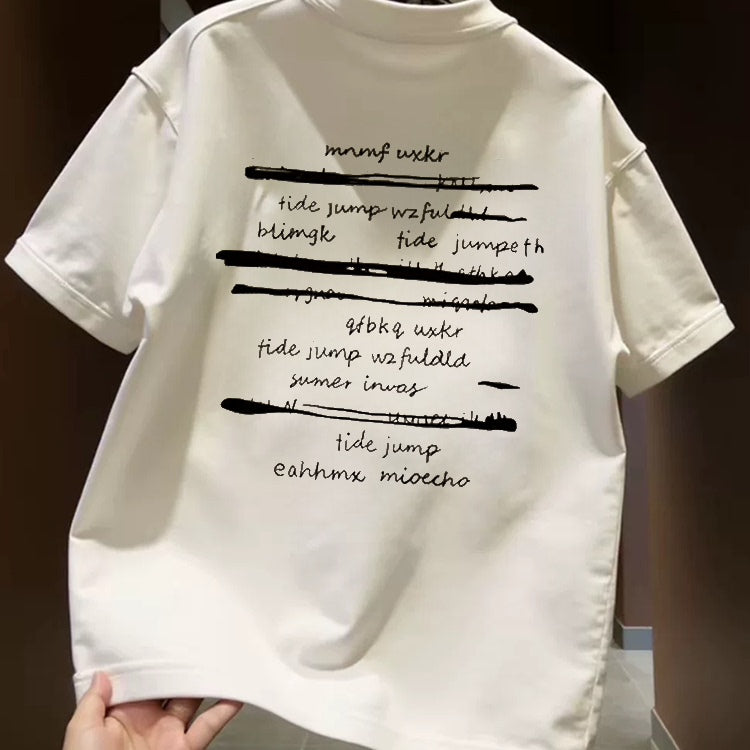 Top brand foreign trade counters are picking up leftovers~American fashion brand letter heavyweight pure cotton short sleeved T-shirt for men and women, versatile and trendy