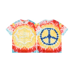 Gallery Dept. Sunburst Tie-Dye Peace Sign Short Sleeve T-Shirt - Red/Yellow/White