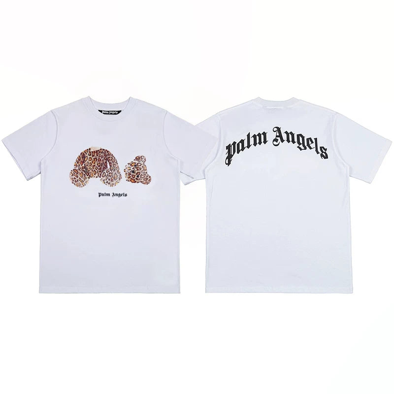 Palm Angels Leopard Bear Print White T-Shirt