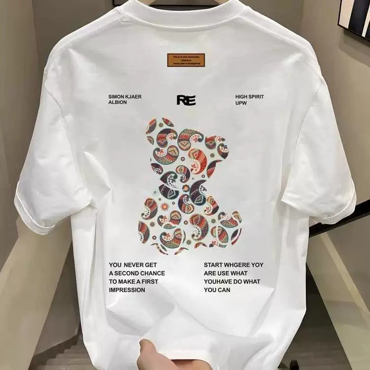 Foreign trade trimming tags, tail order, short sleeved T-shirt, trendy brand clothes, men's and women's loose cotton round neck half sleeved T-shirt ins