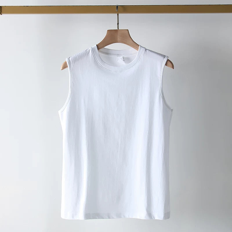 Daily order! Cotton breathable! Summer men's foreign trade washed Xinjiang long staple cotton solid color casual shoulder sweat vest