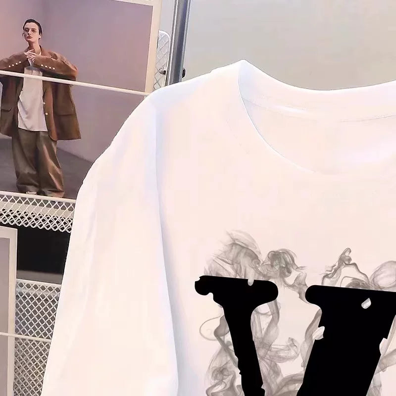 Brand foreign trade~Cutting labels, picking up leaks, counter surplus orders, heavyweight Hong Kong style, couple style, niche design, short sleeved T-shirt trend