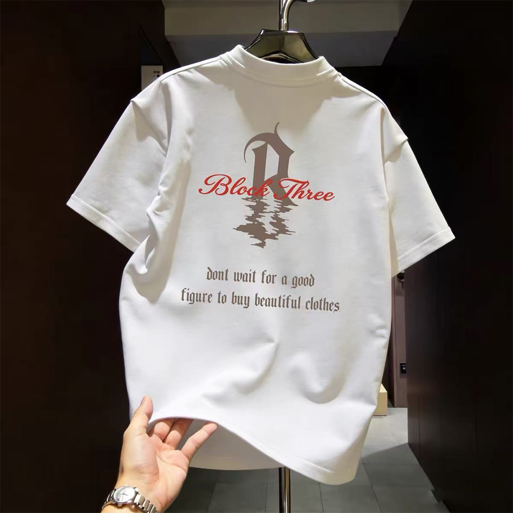 Top Brand Foreign Trade Counter Tail Stock Leakage~High Quality Light Luxury American Letter Trendy Brand Men's and Women's Top Short Sleeve Summer