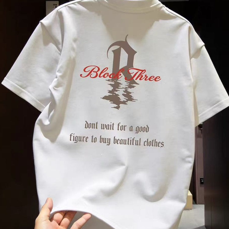 Top Brand Foreign Trade Counter Tail Stock Leakage~High Quality Light Luxury American Letter Trendy Brand Men's and Women's Top Short Sleeve Summer