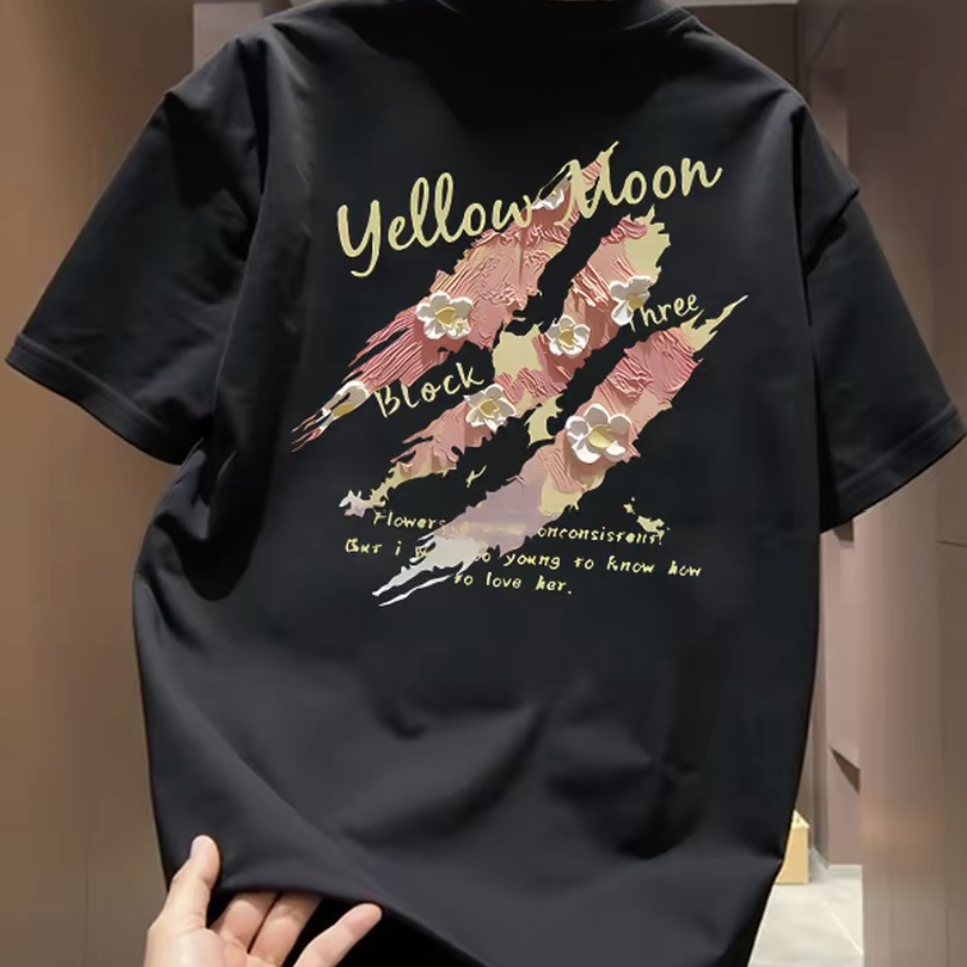 Top brand foreign trade counters are picking up leftovers~High quality light luxury retro trend round neck pure cotton short sleeved T-shirt printing trend