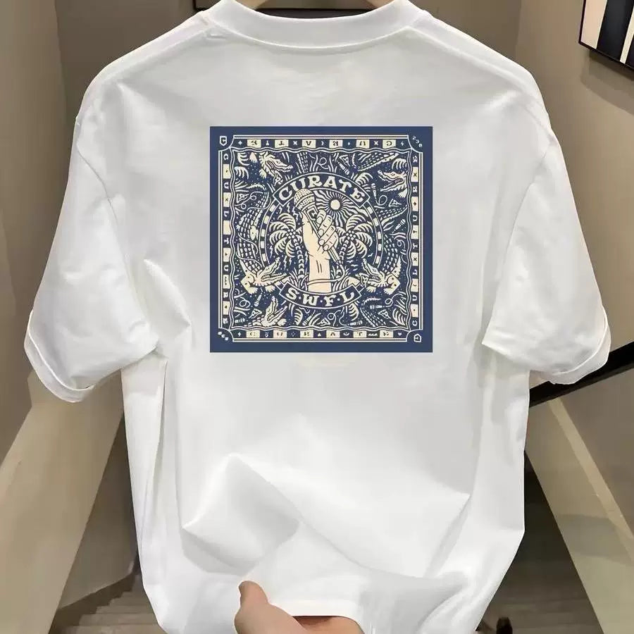 Foreign trade label cutting and final order counter withdraws American style heavyweight pure cotton short sleeved T-shirt for men and women summer trendy brand loose couple