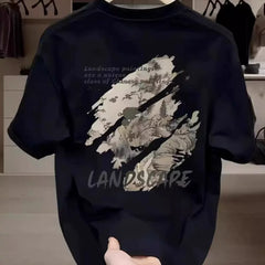 Withdrawal of foreign trade exports, clearance of leftover goods, and collection of leaks~Simple trendy brand printed pure cotton short sleeved t-shirt for men and women loose large size