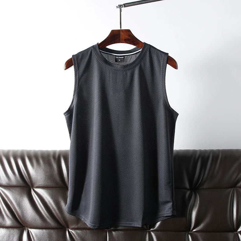 Retained funds! Cool feeling technology! Foreign trade men's summer 3D honeycomb ice silk quick drying breathable sports and leisure vest