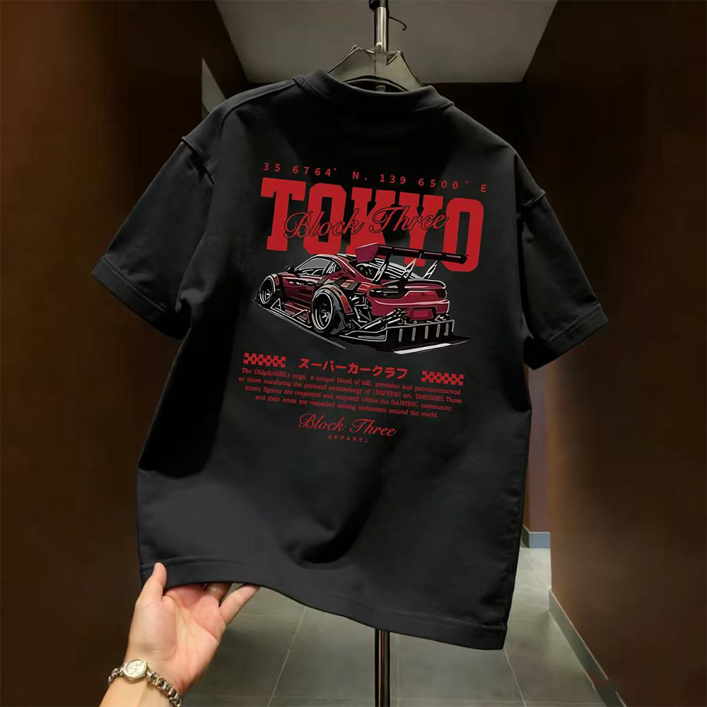 Overseas order backlog~Withdrawn short sleeved T-shirt printed round neck loose and versatile trendy brand casual pure cotton top with logo trimming