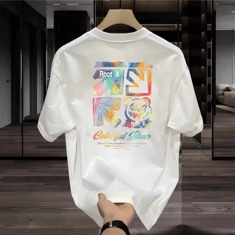 Overseas order backlog~Withdrawal of foreign trade summer trend new short sleeved T-shirt and versatile top for couples with cut labels