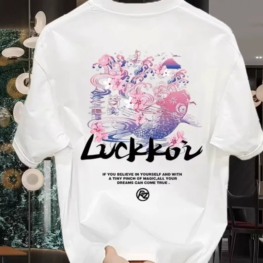 Overseas order backlog~Withdrawal of foreign trade trendy brand pure cotton short sleeved T-shirt with cut label for couples in summer loose fit plus size