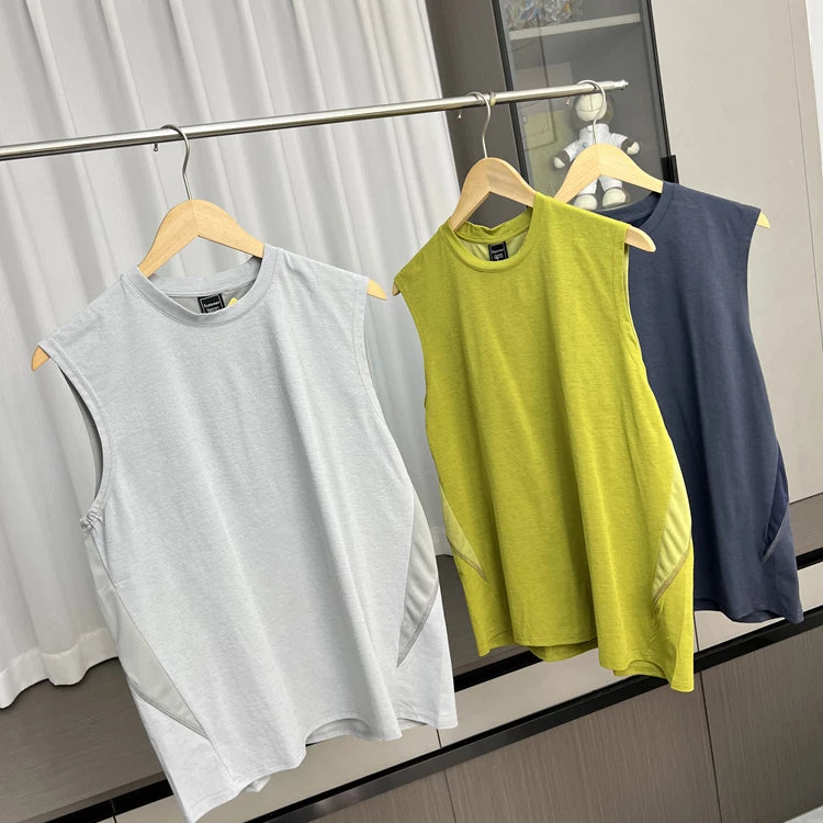 Mountain functional wind! Refreshing and breathable! Foreign trade men's summer outdoor running sports casual round neck vest trend