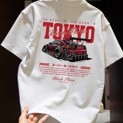 Overseas order backlog~Withdrawn short sleeved T-shirt printed round neck loose and versatile trendy brand casual pure cotton top with logo trimming
