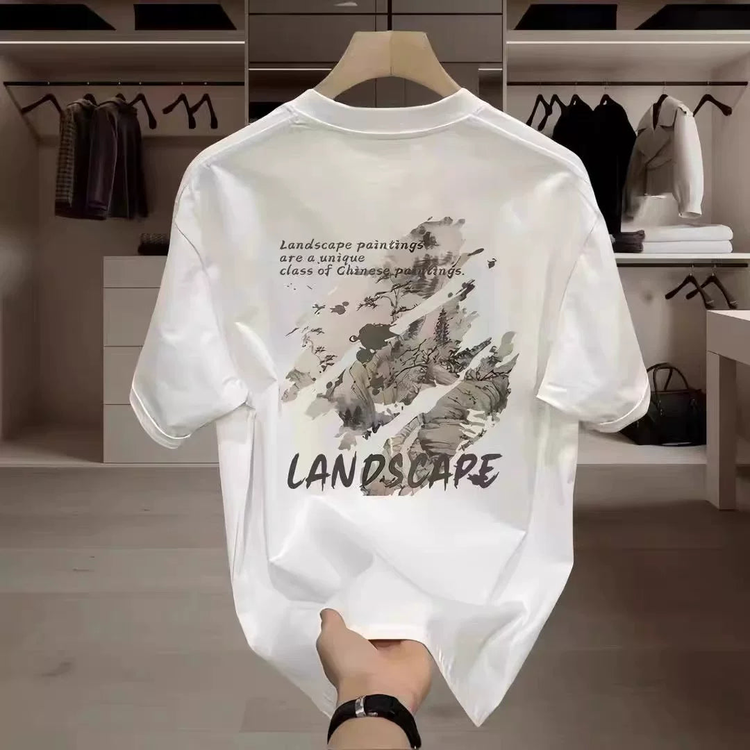 Withdrawal of foreign trade exports, clearance of leftover goods, and collection of leaks~Simple trendy brand printed pure cotton short sleeved t-shirt for men and women loose large size