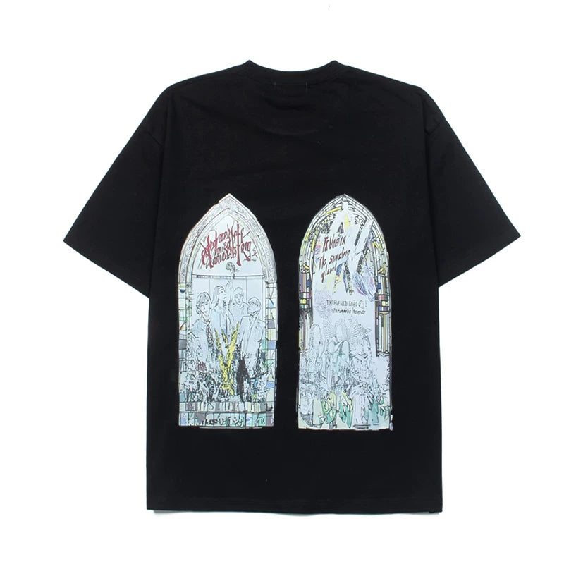 Who Decides War Stained Glass Arch Graphic Black T-Shirt