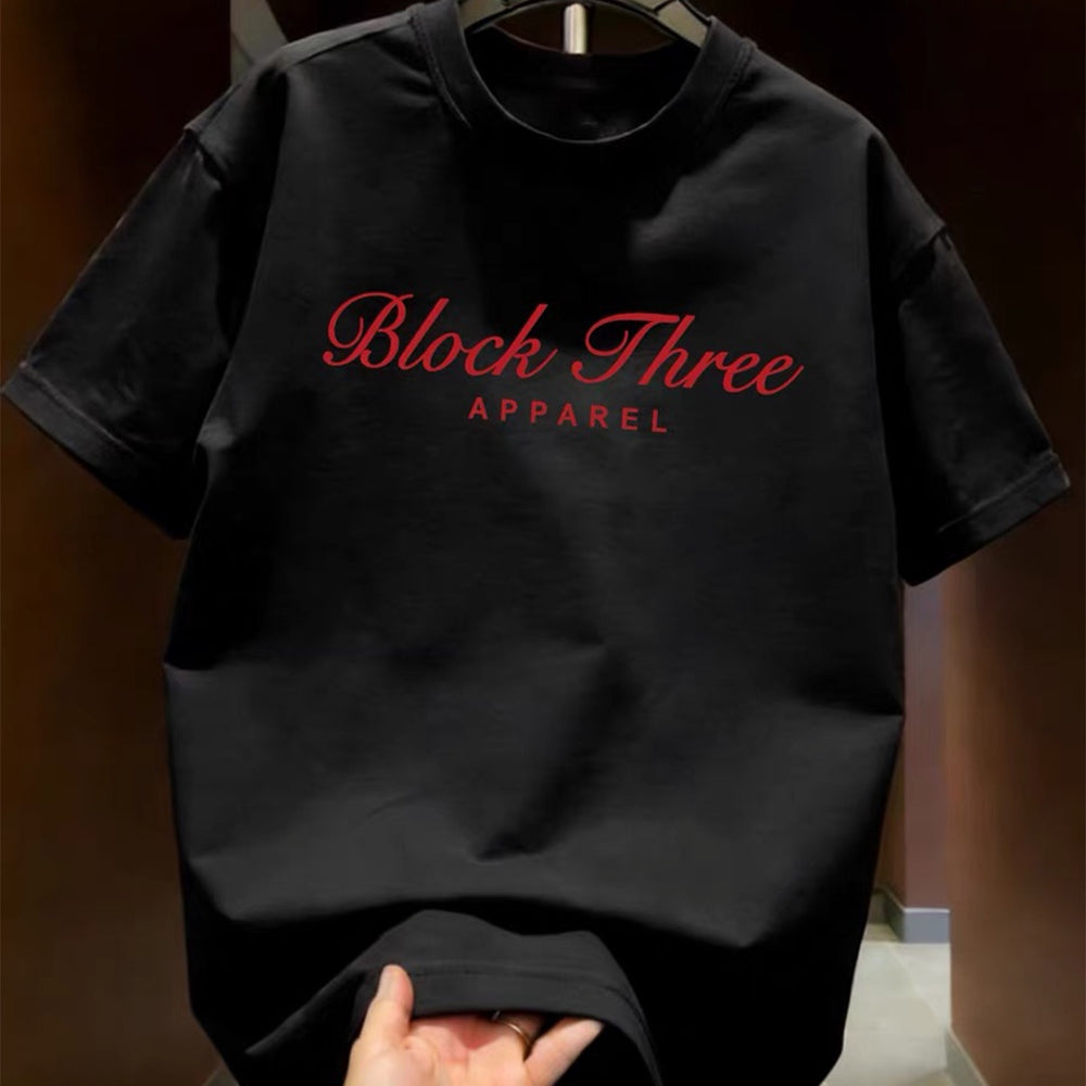 Overseas order backlog~Withdrawn short sleeved T-shirt printed round neck loose and versatile trendy brand casual pure cotton top with logo trimming