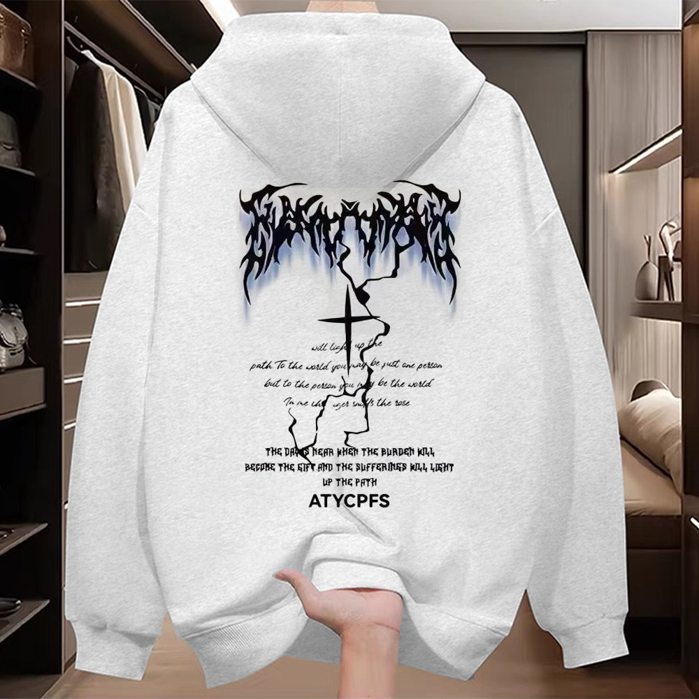 Foreign trade tail order trimming label clearance counter withdrawn~American fashion brand pure cotton hoodie for men and women loose and versatile large size