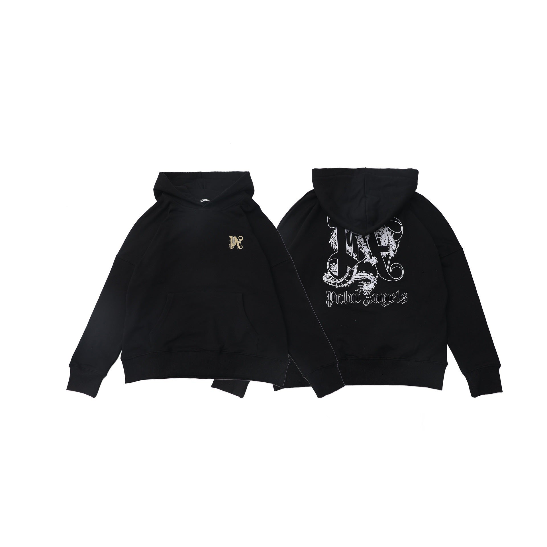 Palm Angels Dragon Graphic Back Print Hoodie - Black