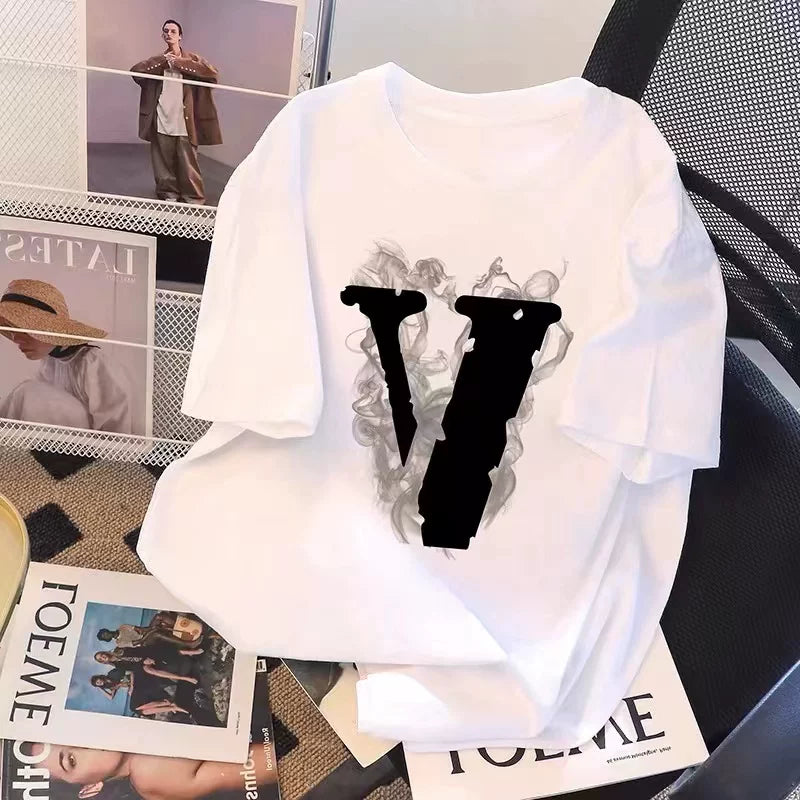 Brand foreign trade~Cutting labels, picking up leaks, counter surplus orders, heavyweight Hong Kong style, couple style, niche design, short sleeved T-shirt trend