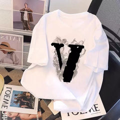 Brand foreign trade~Cutting labels, picking up leaks, counter surplus orders, heavyweight Hong Kong style, couple style, niche design, short sleeved T-shirt trend