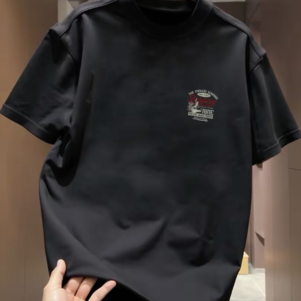 Top brand foreign trade counter tail goods leakage~High quality light luxury trendy brand American pure cotton short sleeved round neck versatile loose fit