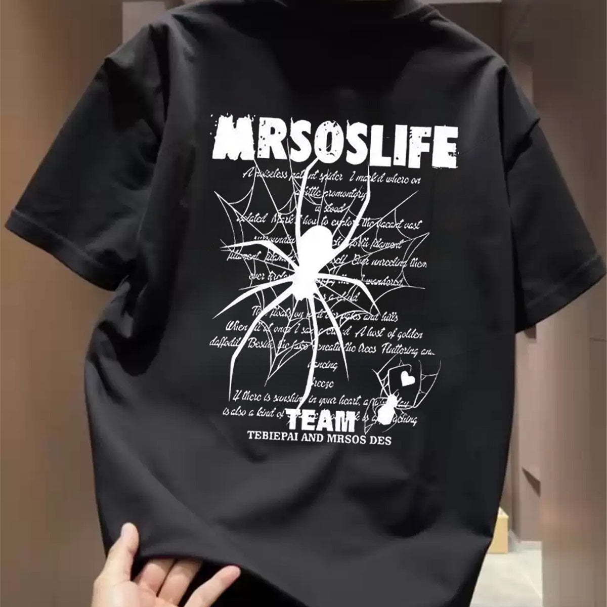 Top brand foreign trade counter tail goods leakage~Small and creative trendy brand spider unisex versatile pure cotton short sleeved T-shirt