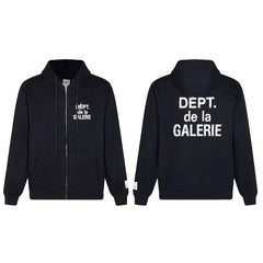 Gallery Dept. "Dépt. de la Galerie" Zip Hoodie – White French Print, Oversized Fit