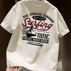 Top brand foreign trade counter tail goods leakage~High quality light luxury trendy brand American pure cotton short sleeved round neck versatile loose fit