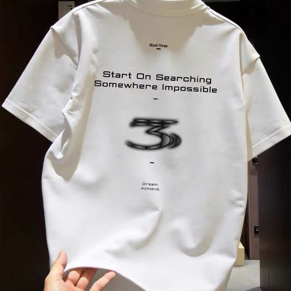 Top Brand Foreign Trade Counter Tail Picking up~High Quality Light Luxury Trendy Brand Letter Loose and Versatile Round Neck Top Short Sleeve