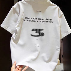 Top Brand Foreign Trade Counter Tail Picking up~High Quality Light Luxury Trendy Brand Letter Loose and Versatile Round Neck Top Short Sleeve
