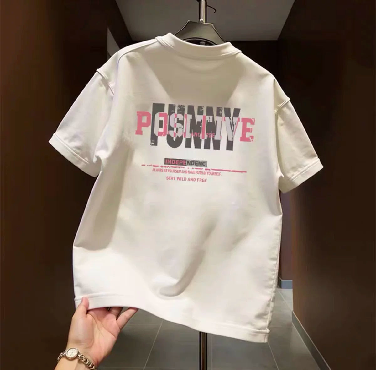 Summer fashion brand pure cotton short sleeved T-shirt with American high street design printed loose round neck popular top T-shirt for men and women