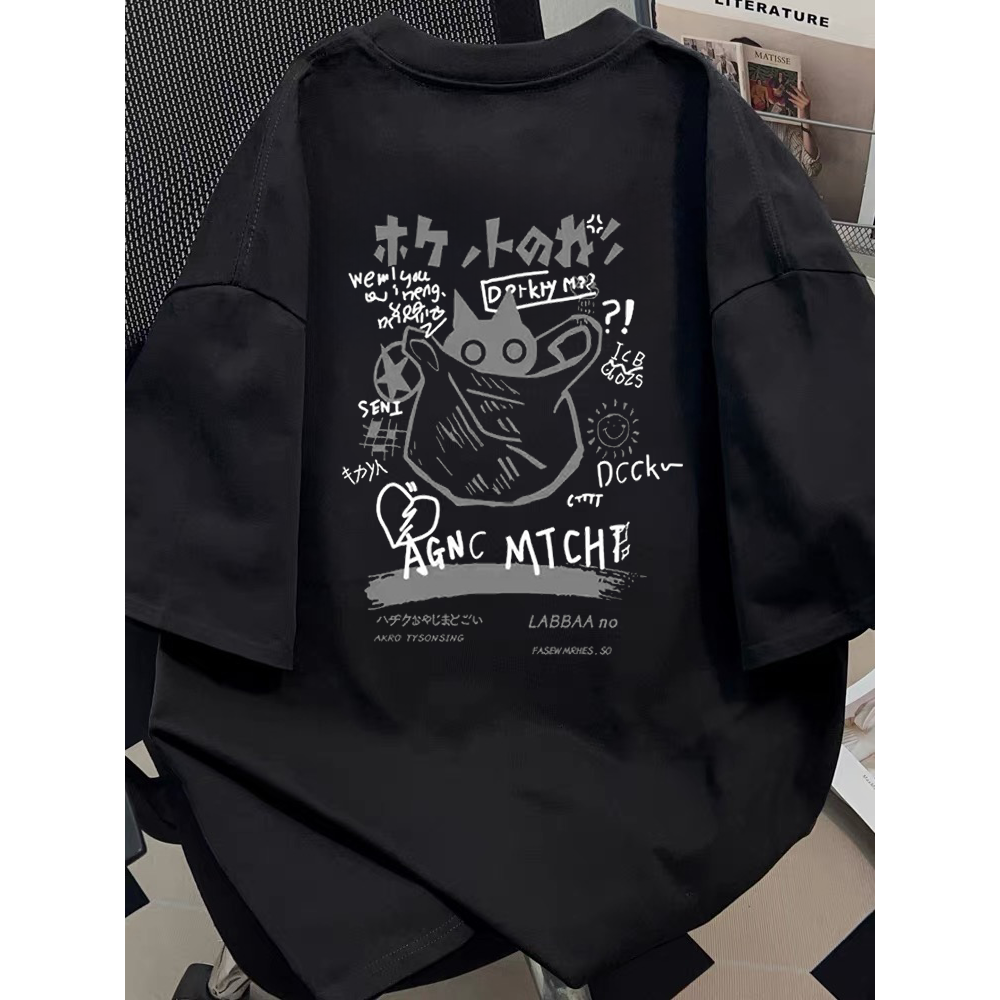 Foreign trade tail goods~Export withdrawn summer heavyweight pure cotton short sleeved men and women's couple style Japanese cartoon loose and versatile