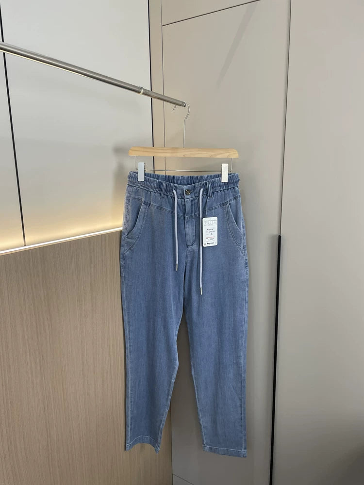 Feels really good! Great! Tencel fabric! Spring and summer men's foreign trade solid color breathable fashionable casual jeans