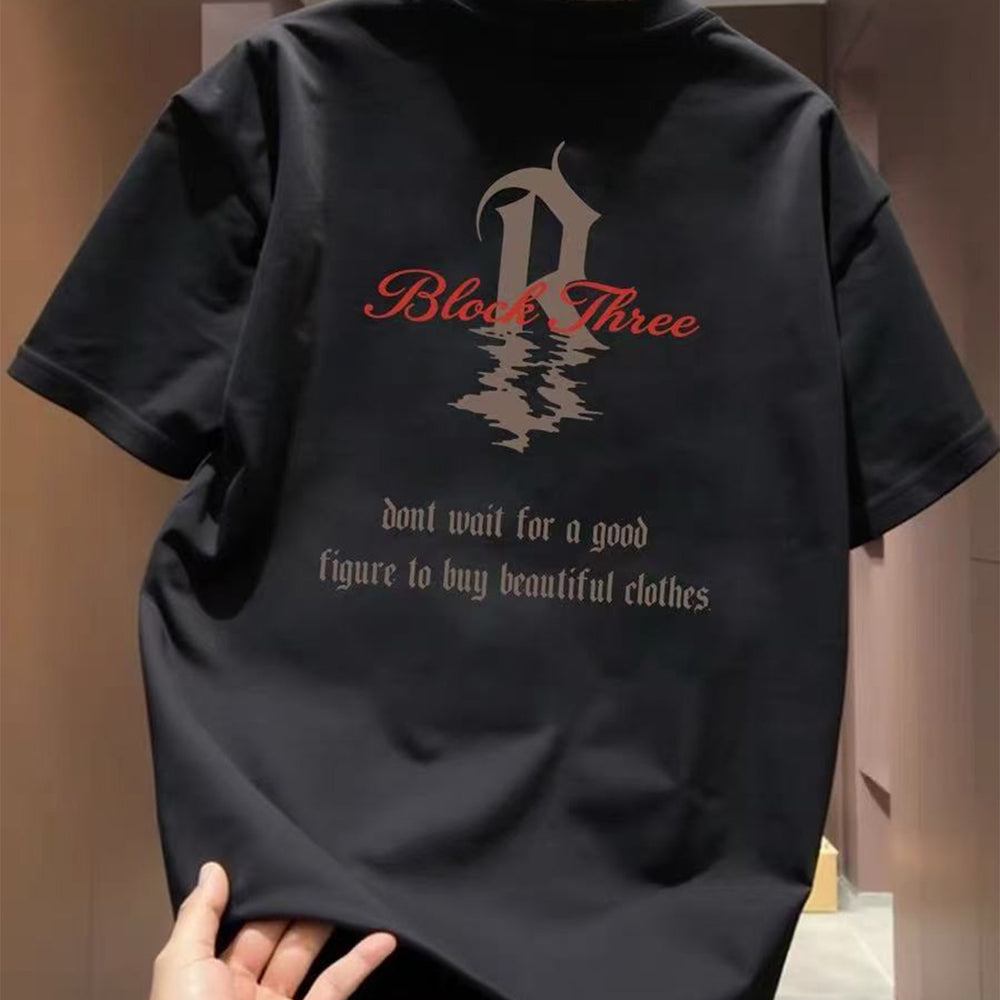 Top Brand Foreign Trade Counter Tail Stock Leakage~High Quality Light Luxury American Letter Trendy Brand Men's and Women's Top Short Sleeve Summer