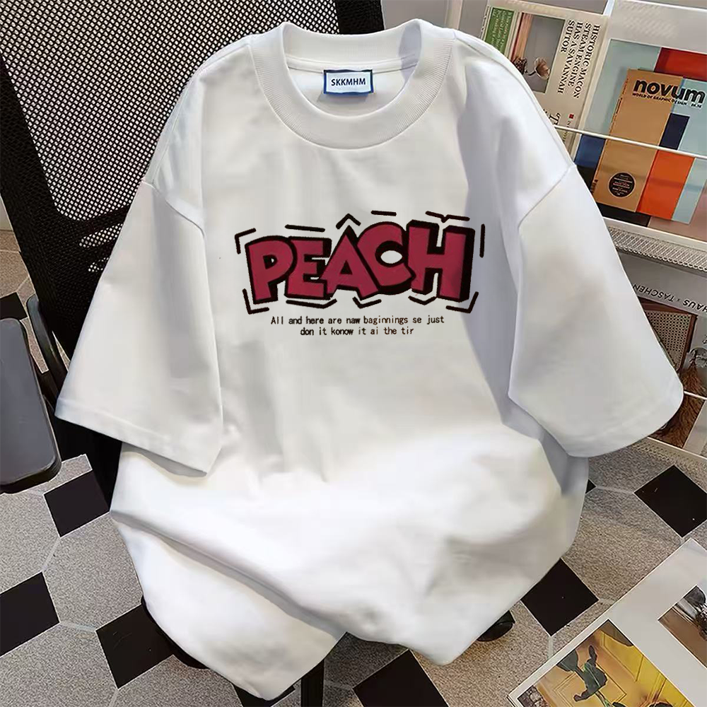 Overseas order backlog~Withdrawal of foreign trade summer heavyweight pure cotton short sleeved T-shirt men's and women's trendy brand letter loose and versatile