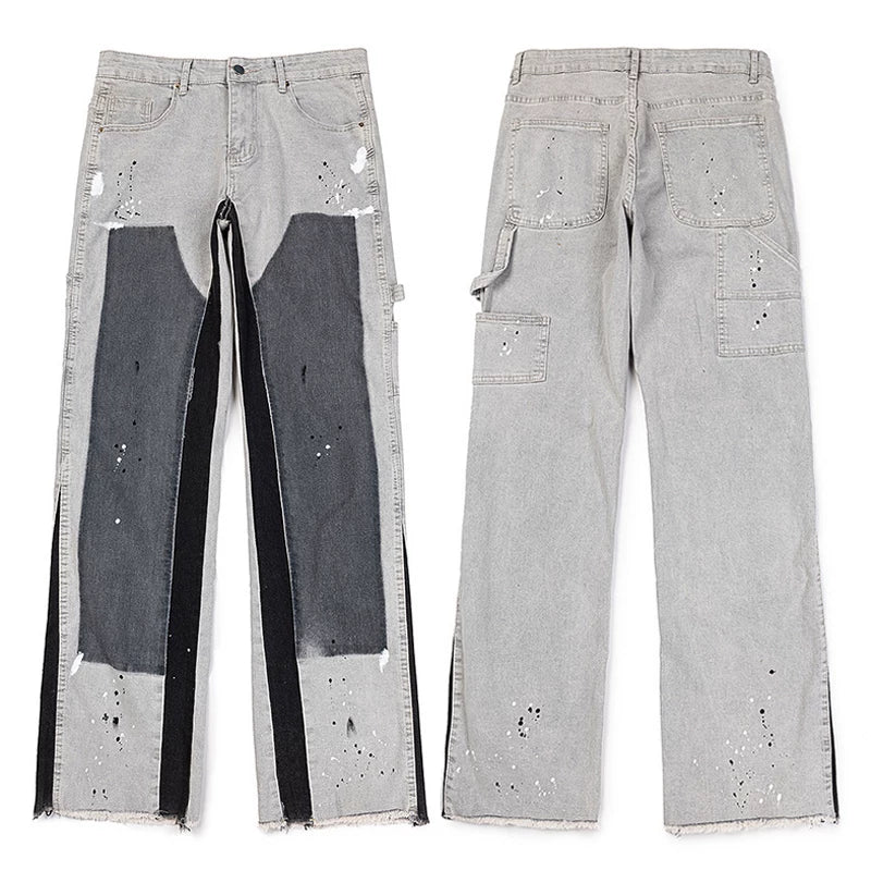 Gallery Dept. Paint Splatter & Knee Patch Vintage Black Denim Jeans