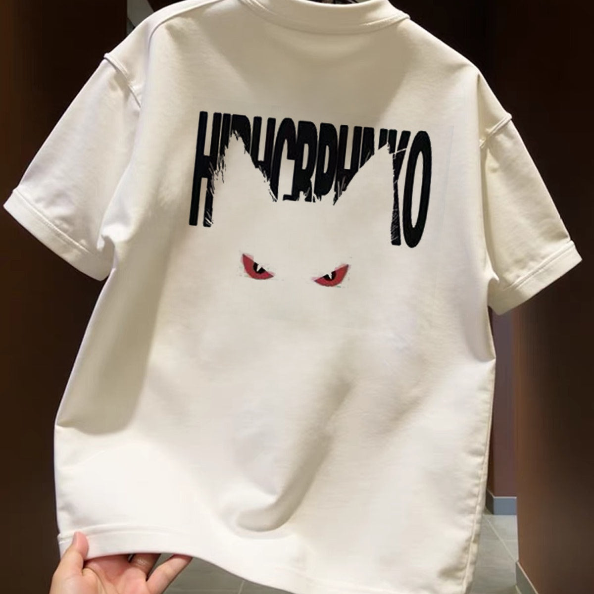 Brand Foreign Trade~Scissor Label Outlets Counter American Trendy Brand Round Neck Printed Versatile Heavy Cotton T-shirt Short Sleeve