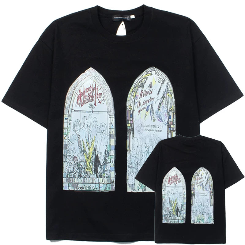 Who Decides War Stained Glass Arch Graphic Black T-Shirt