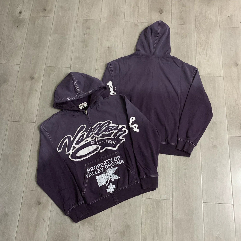 Vale Forever "Valley Dreams Property" Vintage Zip-Up Hoodie (Purple)