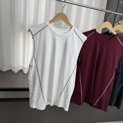 Couple style! Mingxian splicing! Foreign trade men's summer sun protection quick drying loose sports sleeveless T-shirt vest