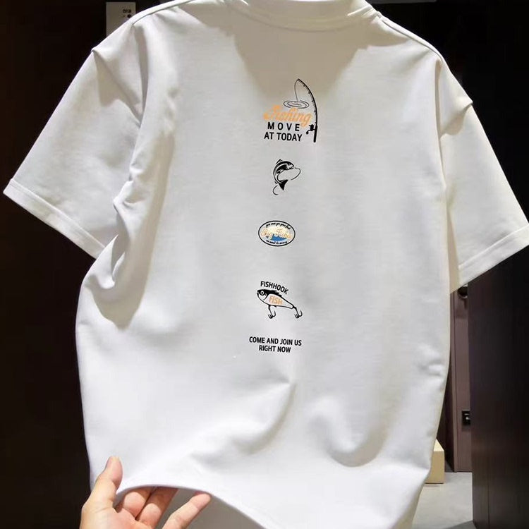 Top brand foreign trade counter tail goods leakage~Trendy brand casual printed short sleeved T-shirt loose round neck pure cotton half sleeved men and women